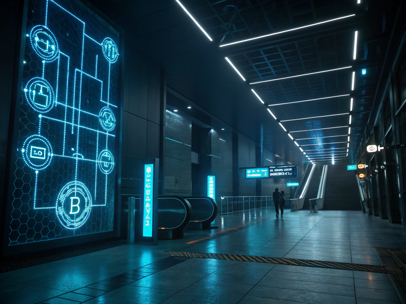 Interactive 3D WebGL visualization of a blockchain ledger being repaired by light beams